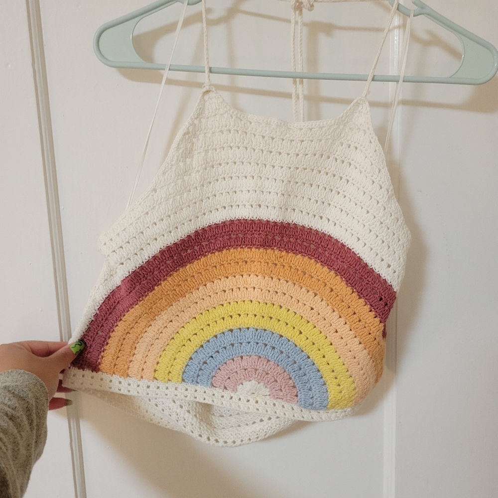 American Eagle Knit Rainbow 🌈 Halter Top sz. L